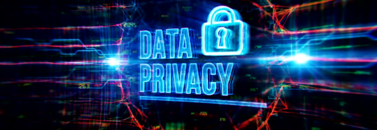 Blue and Red Data Image with the words Data Privacy | Rea & Associates