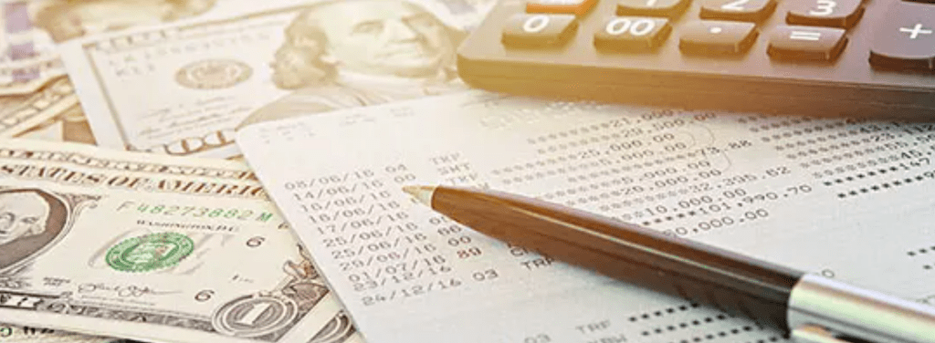 Pen, paper, money, and calculator