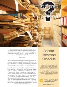 Record Retention Schedule | Cover Page | Ohio CPA Firm